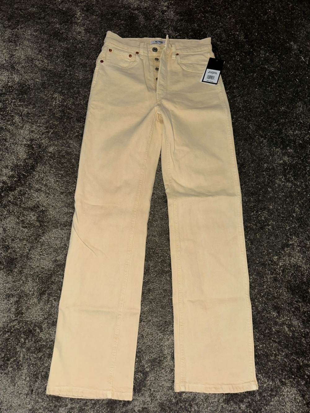 Re/Done High-Rise Wide Leg Jeans in Cream size 27